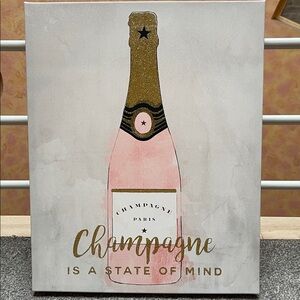 “Champagne is a state of mind” canvas wall decor - 19.5” x 16”